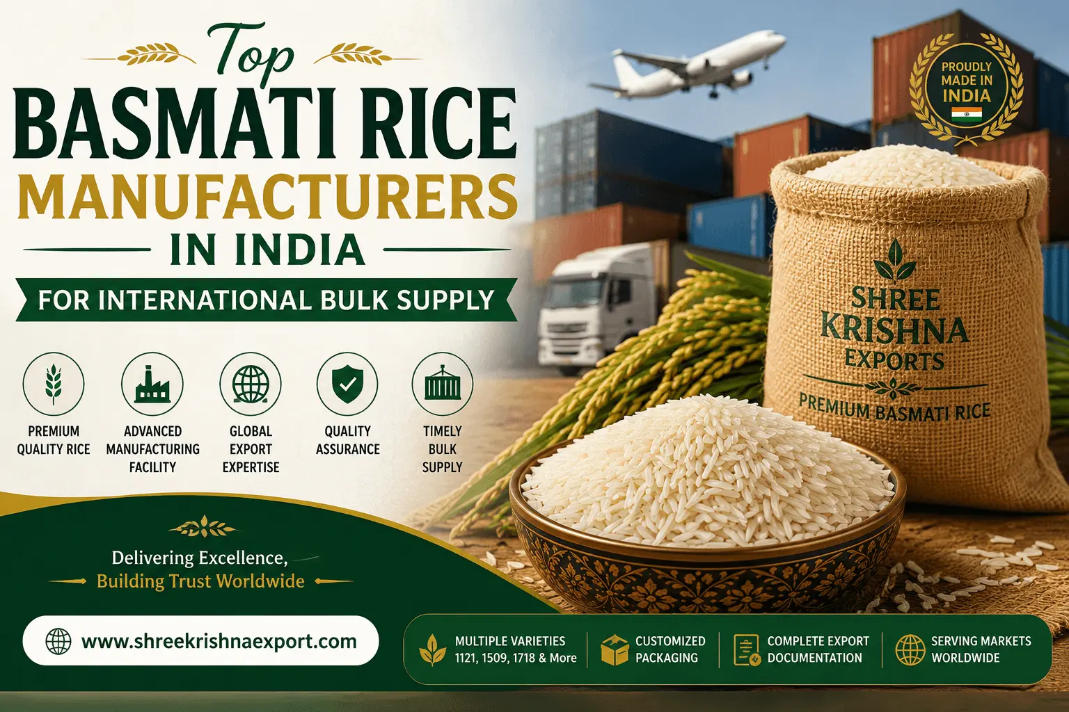 Basmati Rice Manufacturers in India for International Bulk Supply