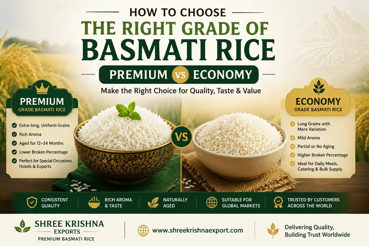 How to Choose the Right Grade of Basmati Rice: Premium vs Economy